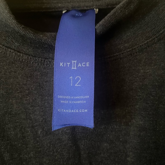 Kit and Ace Charcoal Grey 3/4 Sleeve Mock-neck Top Size 12 with Cashmere - Picture 2 of 3